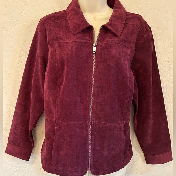 Burgundy suede-like women’s jacket size PL - Picture 1 of 7